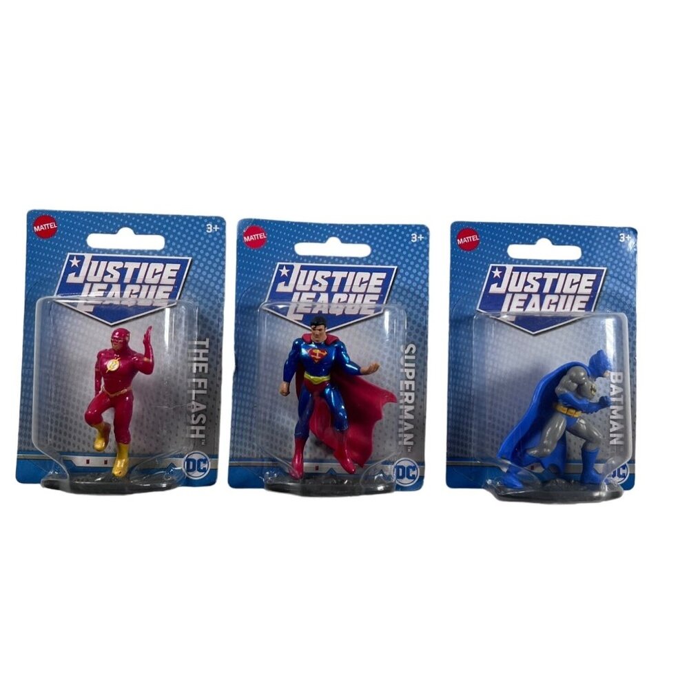 Justice League Action Figure Set Batman Superman & The Flash Mattel Cake Toppers